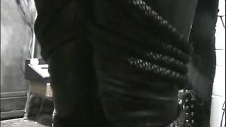 Spicy redhead dominatrix punishes brunette in dungeon