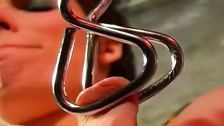 Psycho Supersadist Master Hector torments the nipples of his slave girl Conny extrem.