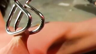 Psycho Supersadist Master Hector torments the nipples of his slave girl Conny extrem.