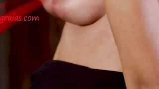 Brunette Teen Whipped Right on Natural Tits