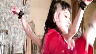 Two wild French ladies punishing a slave