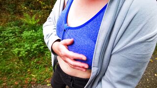 Thumbtacks in bra and slip in public and slapping them in