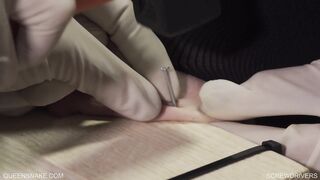 QUEENSNAKE - Tit torment with screws and nails