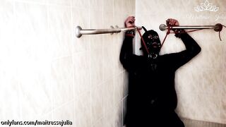 Mistress Julia - Teaser - This latex slave gives me everything he owns (full femdom movie 1 hour)