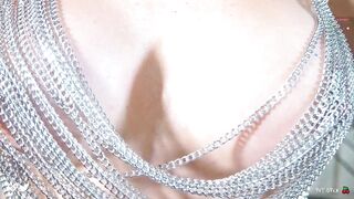 Bondage Slut With Fake Tits Gags Herselfs And roughs On Dildo