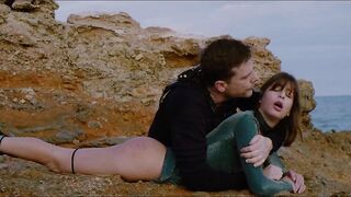 Beautiful submissive worship dom's feet and cock by the sea