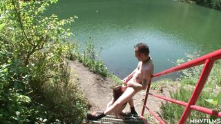 Slave gets punished and pissed outdoors