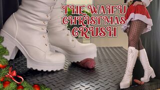 Waifu Christmas Crush in White Painful Boots - Bootjob, Shoejob, Ballbusting, CBT, Trample, Trampling, High Heels, Crush