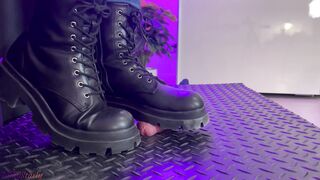 Black Combat Marching over Cock and Balls - TamyStarly - Bootjob, Shoejob, Ballbusting, CBT, Trample, Trampling