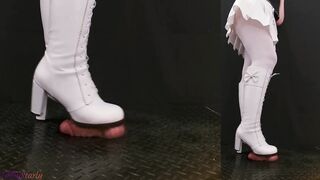 House Waitress Traps and Dominates you in White Dangerous Boots - TamyStarly - (Edited Version) CBT, Ballbusting