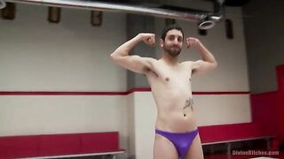 Beautiful Blond whoops on a man in a 100% competitve wrestling matchup