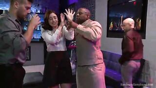 Naughty Waitress Takes her Payment in Cock in a Gangbang!