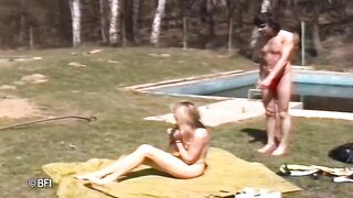 Girl like to suck and gets spanked outside.