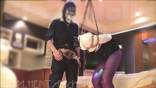 A female slave hung with an anal hook and a crotch rope... sucking a cock... thrusting into a pussy. Continue at the fan