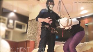 A female slave hung with an anal hook and a crotch rope... sucking a cock... thrusting into a pussy. Continue at the fan