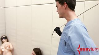 Teen has rough anal sex in MMF threeway humiliation