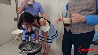Gia Page pumps beer with her asshole and does ATM