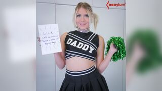 Blond cheerleader in braces gets punished with ass to mouth