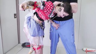 Tied up sub deepthroats dick