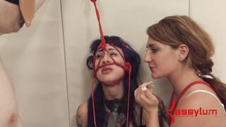 Bound bdsm slave trio anally rammed, degraded and buttplugged