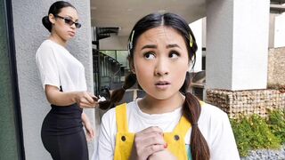 Teen Princess Ella Voneva Gets Her Asian Pussy Rammed By Diamond Banks' Huge Strap On - LittleAsians FFM Threesome