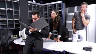 Hot MILFS rides on huge cock and fucks outdoor and office table