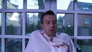 Hot blonde does anal fuck on office table with huge cock