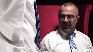 MasonicBoys - Holy DILF Bishop Angus gets hard watching twink spanked