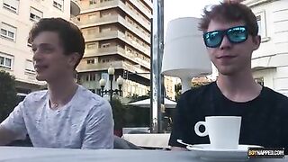 Submissive twinks Alex Faux and Avery Monroe fucked in orgy