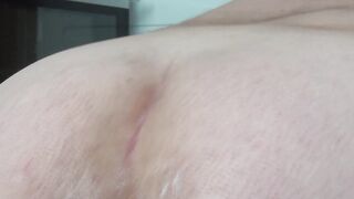 Self fucking with the toilet brush