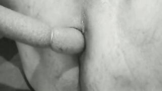 A 1-meter dildo enters my bottomless asshole