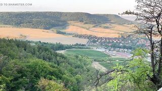 Slave in Chastity on a naked summer hike
