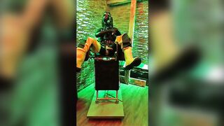 rubber play with hard nipple pierced torment and jerk off