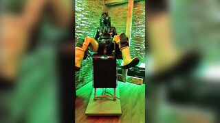 rubber play with hard nipple pierced torment and jerk off