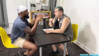 Bound black jock Dallas endures foot worship and tickling