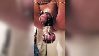 Chastity slave inspected before play