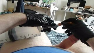 Catheter insertion, bladder filling and ball torment