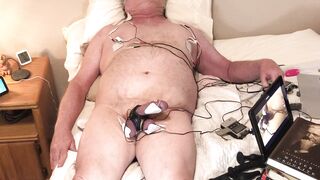 Hands free estim orgasm. Electricity is the only stimulus my dick and balls need for the ride.