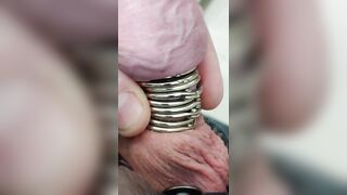 Many Cock rings stuck on my cock