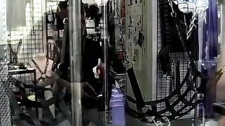 Deviant older daddy dominates masked amateurs in latex suit