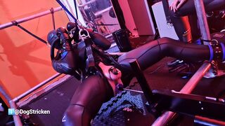 Suspended Gimp Machine Fucked and Estim to Hands Free Orgasm