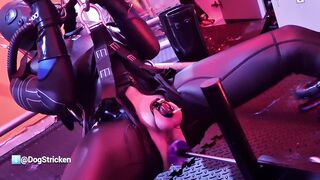 Suspended Gimp Machine Fucked and Estim to Hands Free Orgasm