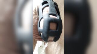 JR pissing while wearing cock cage