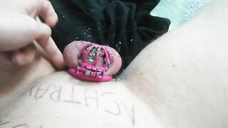 My tiny dick lock in chastity, being burned by cigarettes. No penis, it is ashtray. Cbt, sph.