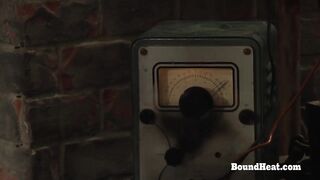 Two Naked Bent Over Lesbian Slaves Taking Strapon Doggystyle Pose