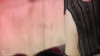 PVC Clad Redhead Femdom Owns Submissive Lover With Cane And Magic Wand Vibrator